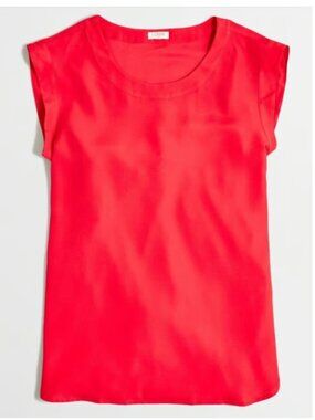 J.Crew Drapey Blouse Top Shirt Small Sleeveless Red Small Bright Poppy